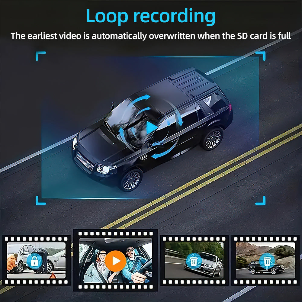 Dash Cam Recorder 1080P 3 Lens Dash Cam for Cars - Front, Inside & Rear View with IR Night Vision, Loop Recording, Wide Angle Lens, and 5.08 Cm IPS Display, Universal Fit, Car Plug, Smartphone Compatible