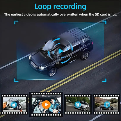 Dash Cam Recorder 1080P 3 Lens Dash Cam for Cars - Front, Inside & Rear View with IR Night Vision, Loop Recording, Wide Angle Lens, and 5.08 Cm IPS Display, Universal Fit, Car Plug, Smartphone Compatible