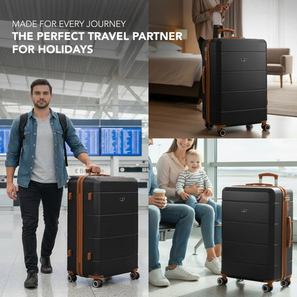 28 Inch Large Suitcase Lightweight ABS Hard Shell with TSA Lock & 4 Spinner Wheels - 75x49x29cm Check-In Luggage, Water-Resistant, UK Stock