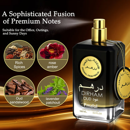 Dubai Oud Luxury Men's Eau De Parfum, 3.4oz. Arabian High - End Gift Box, Featuring a Golden Patterned Water Pot Design with Exquisite Texture. It Has an Oriental Woody Fragrance, Suitable for Men to Wear on High - End Occasions and in Daily Life.