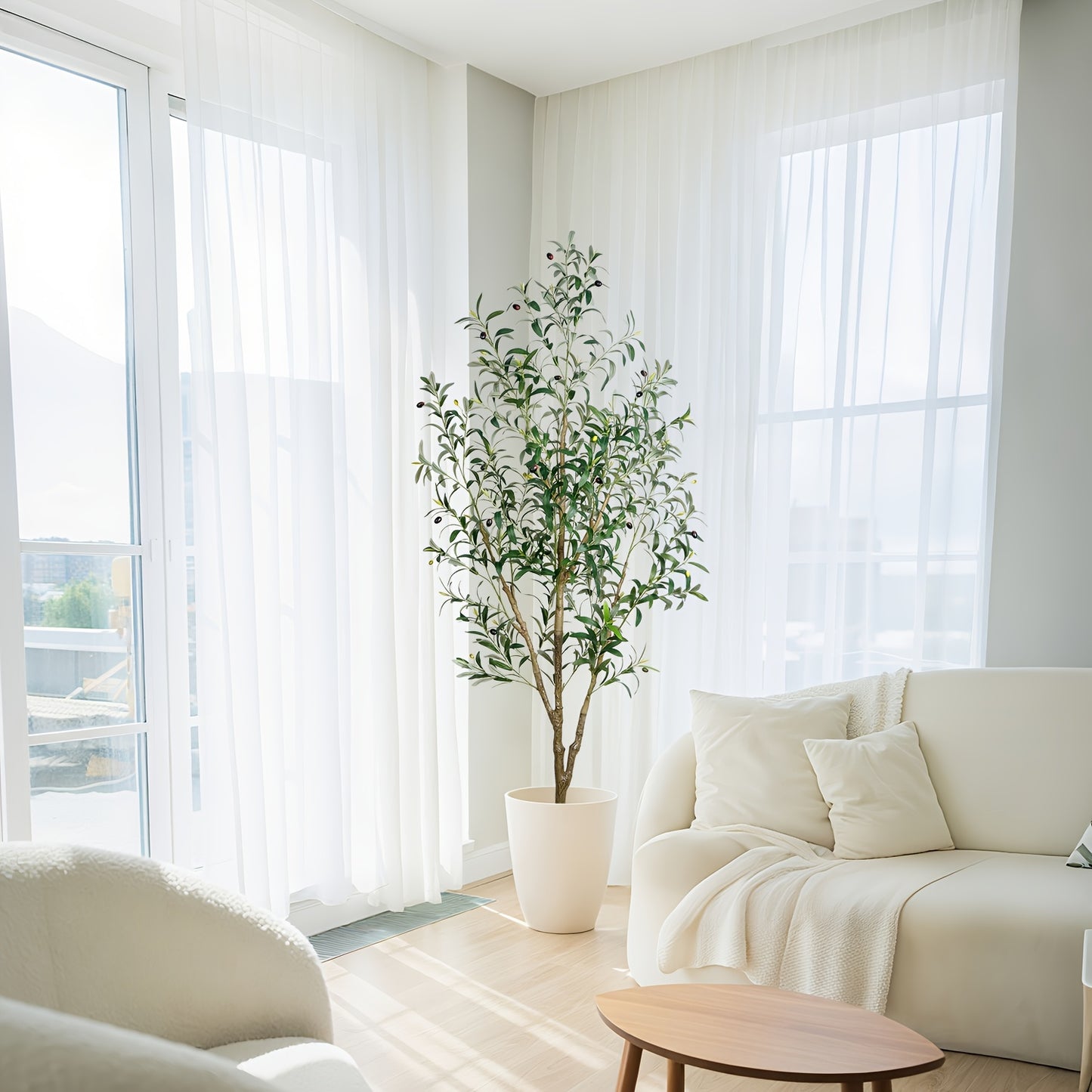Artificial Olive Tree - 165/180/210Cm Tall Potted Faux Plant with Lifelike Trunk And Leaves | Large Indoor Outdoor Greenery for Home, Office, Living Room, Floor Fronted Door Entryway Decor Additions