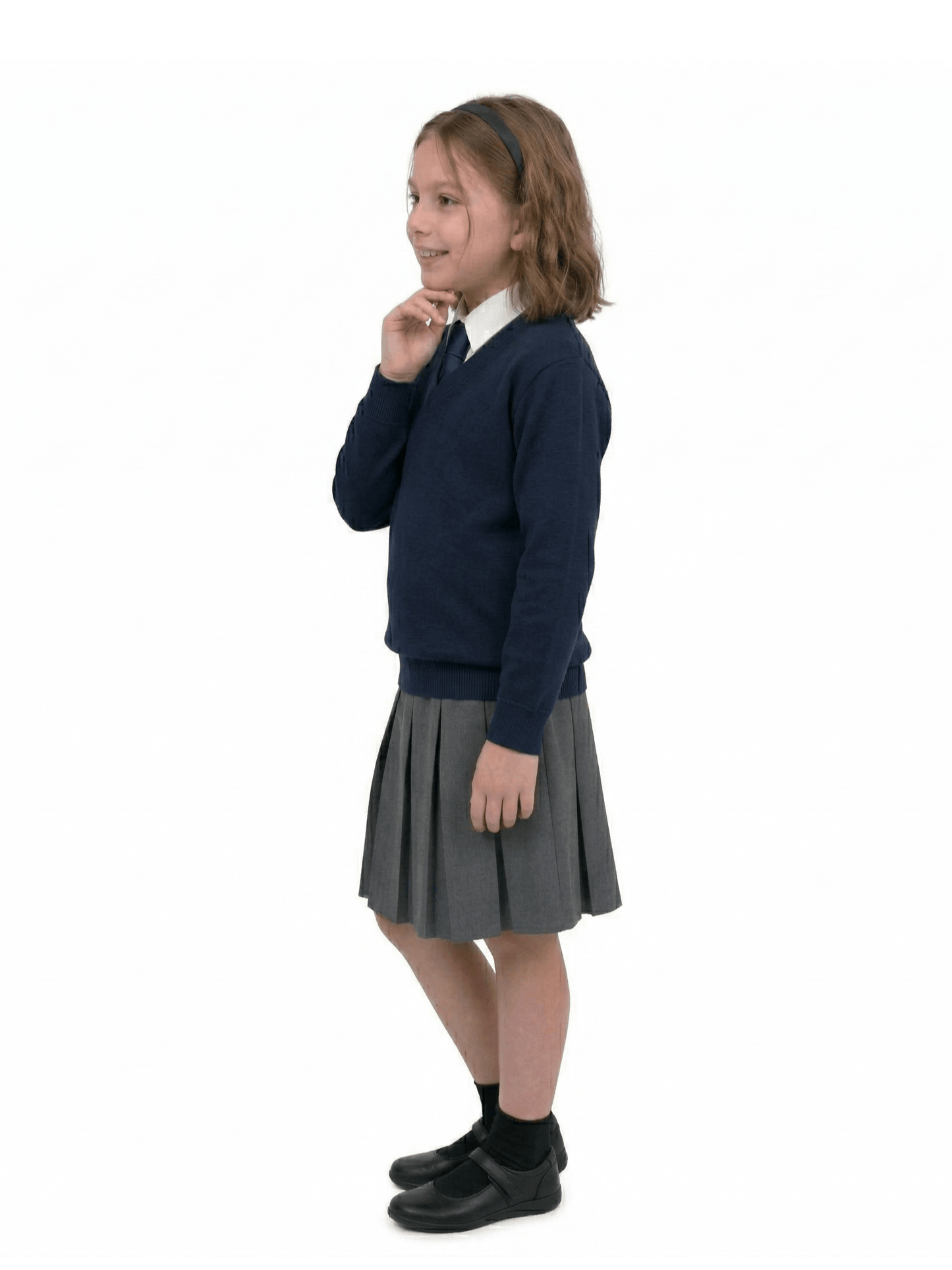 GW CLASSY OUTFIT Boys & Girls V-Neck School Jumper – Kids Unisex Long Sleeve Fleece Uniform Soft & Comfortable Sweatshirt