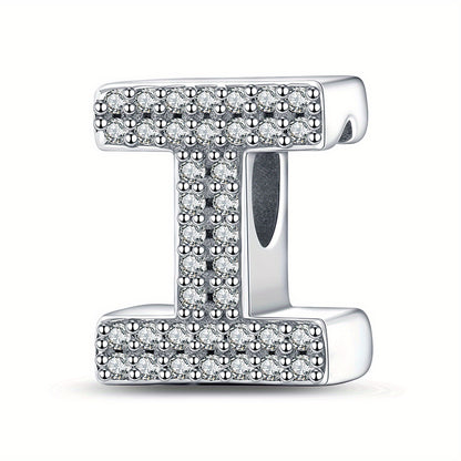 Fashion 925 Sterling Silver 26 Alphabet Letter Charms with Clear CZ for Women Jewelry Making Bracelet Necklace Accessories