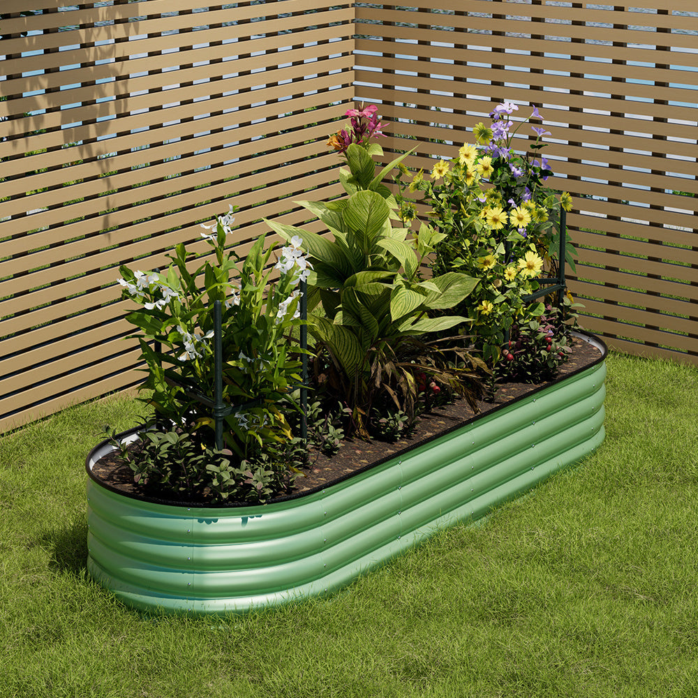Extra Large Raised Beds for Garden, Oval Planter Box with Plant Climbing Frame, Outdoor Raised Planters for Vegetables, Flowers & Herbs, Bottomless Metal Garden Bed