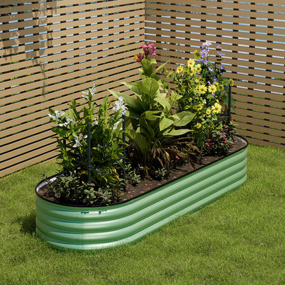 Extra Large Raised Beds for Garden, Oval Planter Box with Plant Climbing Frame, Outdoor Raised Planters for Vegetables, Flowers & Herbs, Bottomless Metal Garden Bed