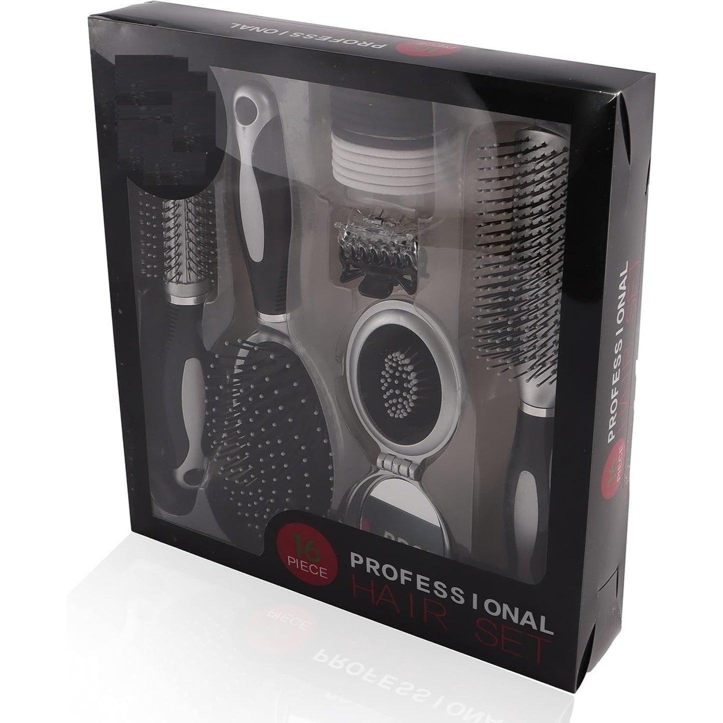 Professional 16pcs Hair Care Kit Set Features Curling Brush Paddle Brush Styling Brush Butterfly Clips a Compact Brush Mirror and Hair Bands for Womens & Girls