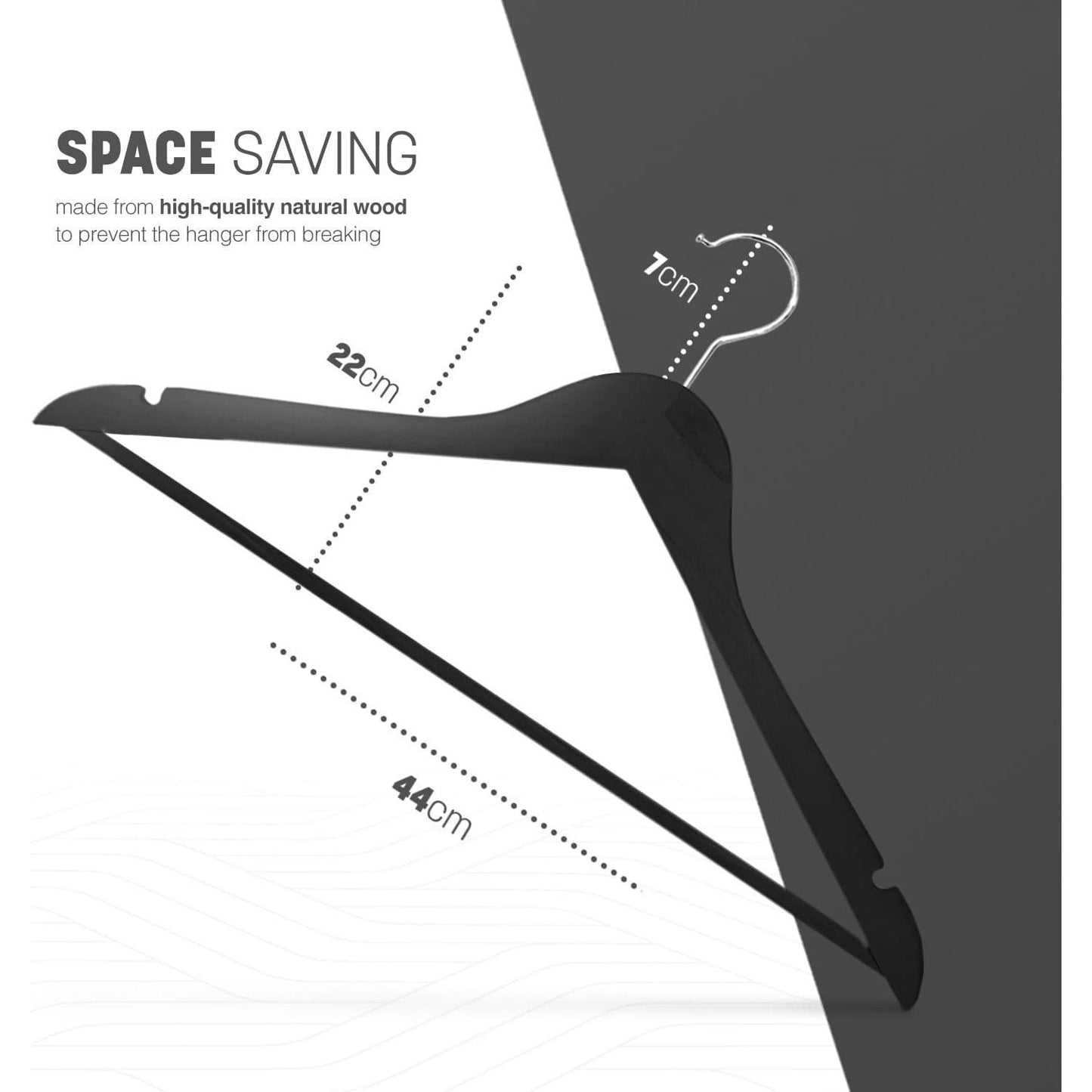 15pc Wooden Hangers, Coat Hangers, 360° Steel Swivel Hook, Trouser Bar, Shoulder Notches, Adult Hangers, Smooth Finish, Strong Hardwood Hangers for Coats, Jackets, Suits, Trousers
