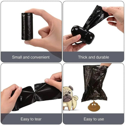 Dog Poop Bags 1200 Bags 60 Rolls with Dispenser – Leak-Proof Thickened Pet Waste Bags, Easy-Open, Black, 30x22cm