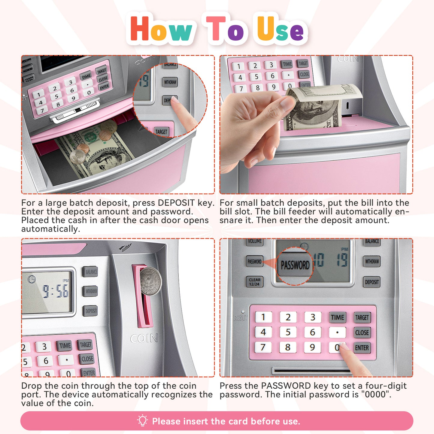 Password Protected ATM Bank Toy - Secure Savings Piggy Bank for Kids, Perfect Birthday, Christmas, Halloween Gift for Boys and Girls