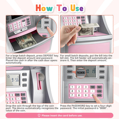 Password Protected ATM Bank Toy - Secure Savings Piggy Bank for Kids, Perfect Birthday, Christmas, Halloween Gift for Boys and Girls