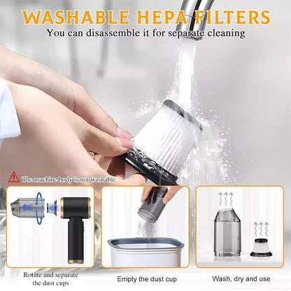 Cordless Handheld Vacuum Cleaner Portable Mini Wireless Wet & Dry with Air Blower – Low Noise Lightweight Hoover for Car, Home, Kitchen & Pet Hair Cleaning