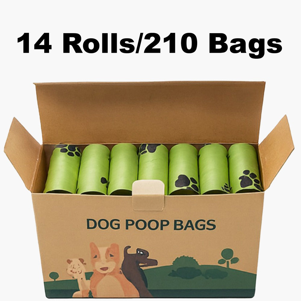 Dog Poop Bags 210 Count | 14 Rolls Leak-Proof Extra Thick Dog Waste Bags | Easy-Tear Paw Print Disposal Bags for Dog Walking & Outdoor Pet Cleanup | Lasts Up to 4.5 Months