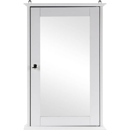 Single Door Mirrored Bathroom Cabinet Storage Cupboard Organiser Wall Mounted Mirror Cabinet with Adjustable Shelf 34cm x 15cm x 53cm