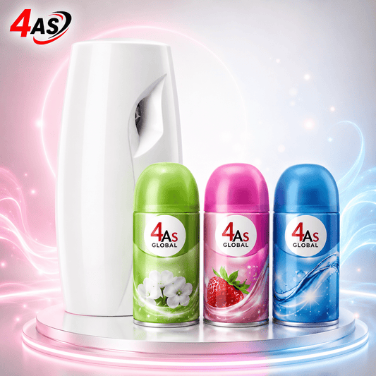 Automatic Air Freshener Spray Dispenser Machine with Three Fragrances Fresh Linen, Lavender and jasmine Essence Wall Mounted/Free Standing Auto Sensor Spray Dispenser for Bathroom Washroom Hotel Office White
