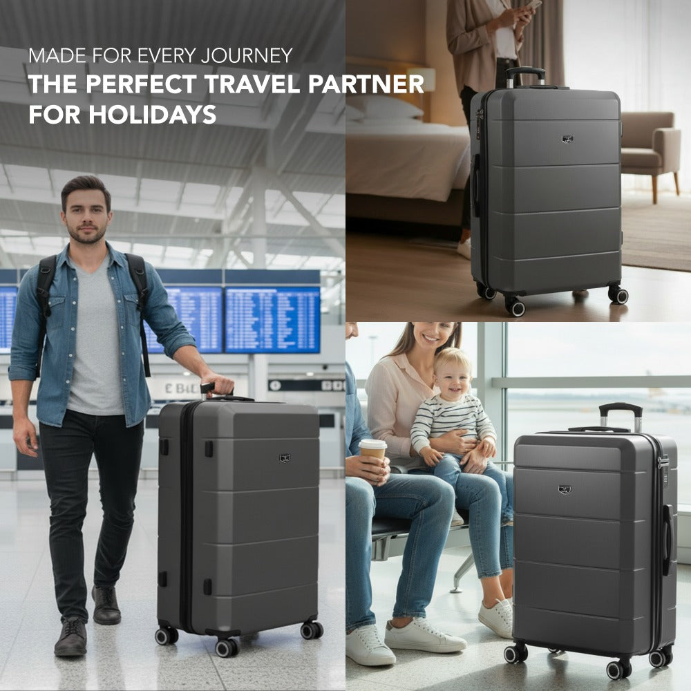 28 Inch Large Suitcase Lightweight ABS Hard Shell with TSA Lock & 4 Spinner Wheels - 75x49x29cm Check-In Luggage, Water-Resistant, UK Stock