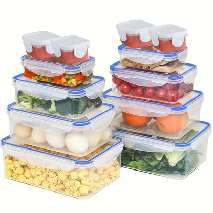 12pcs/24pcs Storage Containers, Available In Five Different Sizes, Made Of Reusable Sealed PP Material With A Buckle Design, Suitable For Storing Fruits, Vegetables, Salads, Pasta, Meats, Bento, Lunches
