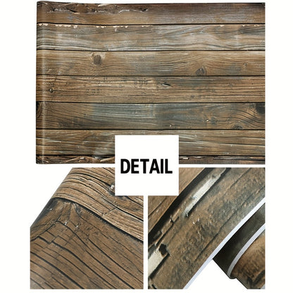 6m Rustic Brown Wood Panel Effect Wallpaper Vinyl Self Adhesive Wall Stickers, DIY Wall Decor, Home Improvement, Classic Design, Natural Look, Peel And Stick Wall Tile, Wall Mural Peel And Stick, Wall Paper For Wall Peel And Stick, Wall Sticker Home Decor