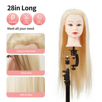 24"/28" Hairdressing Styling Mannequin Doll Salon Training Hair Clamp Professional