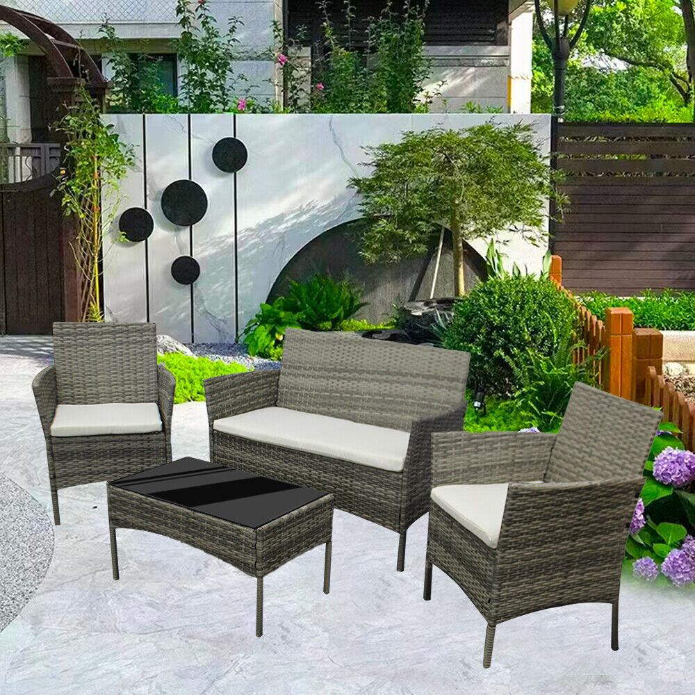Garden Furniture Sofa Chairs Table Set Rattan Conservatory Outdoor Patio Seat Cushion With Single Armchairs With Coffee Table 6210-B Sofa