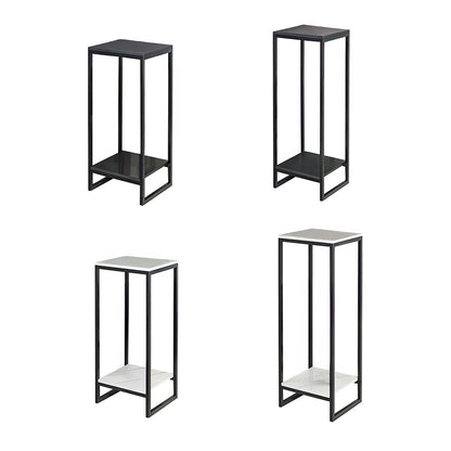 1 Pack, 2-Tier Versatile Metal Plant Stand - Space-Saving Indoor/Outdoor Multi-Layer Potted Plant Rack - Ideal Home Decoration Organizer for Living Room, Balcony, and Bedroom with Sturdy Construction and Easy Assembly - Black/White