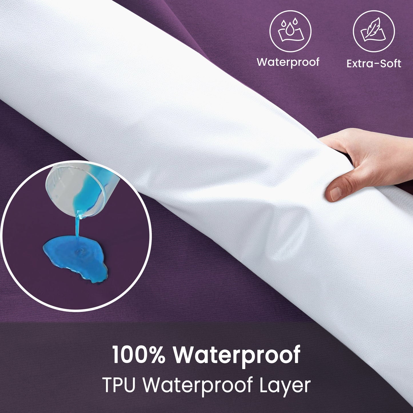 Waterproof Fitted Bed Sheet Deep Pocket Mattress Protector Cover | Soft Breathable Noiseless Fitted Sheet for Bedroom, Hotel & Home | Machine Washable Elastic Bed Cover Fits Up to 30cm Mattress