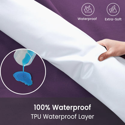 Waterproof Fitted Bed Sheet Deep Pocket Mattress Protector Cover | Soft Breathable Noiseless Fitted Sheet for Bedroom, Hotel & Home | Machine Washable Elastic Bed Cover Fits Up to 30cm Mattress