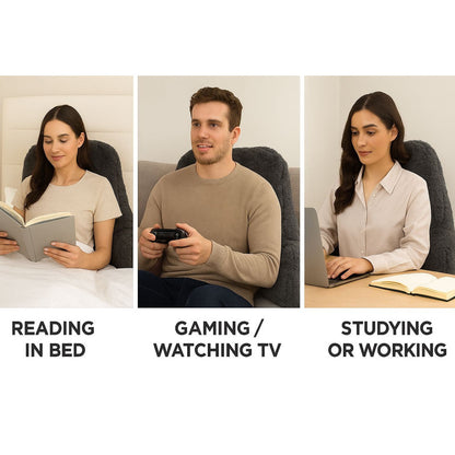 Teddy Fleece Reading Pillow with Arms Soft Backrest Support Cushion 65x40cm for Bed and Sofa in 4 Colours