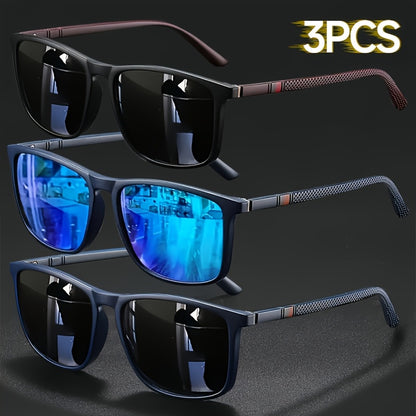 3pcs Men's and Women's Fashionable Versatile Glasses, Square Full-Frame Design, Lightweight Overall Construction, Drop-Resistant and Durable PC Frame and Lenses, Combining Practicality and Decoration, Suitable for Holiday Gifting and Photo Props