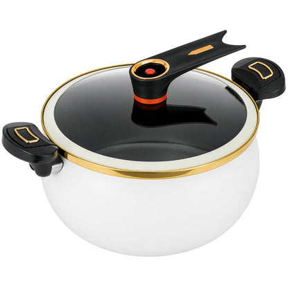 Large Capacity 8L Stew Pot with Lock Lid, Stock Pot for Braising, Soups, Stews, and Bread Baking, Induction Compatible, Oven & Stovetop Safe Kitchen Serving Essential