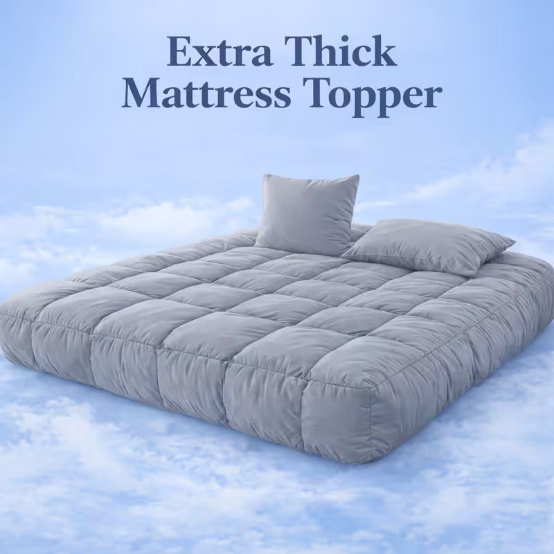 Luxury Mattress Topper 10cm Thickness – Soft Breathable Box Quilted Bed Topper with Corner Straps, No Lumping | Single, Small Double, Double, King & Super King