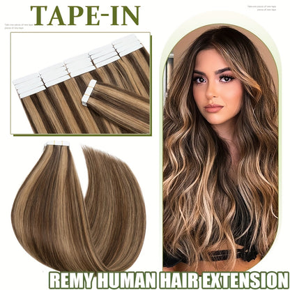 50g/pack 20pcs Tape In Real Human Hair Extensions Brazilian Human Hair Tape In Extensions Straight Skin Weft Remy Seamless Design Human Hair Extensions for Women 35.56-60.96 cm Date Gift Cosplay
