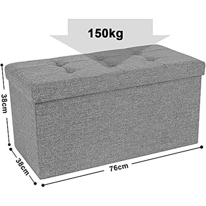 Folding Ottoman Storage Box Seat Stool Home Foot Stool Bench Pouffe Linen Chair