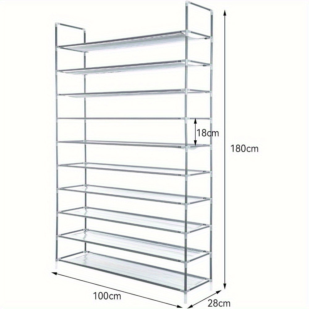 Shoe Rack,10Tiers Shoe Storage, 98x27x177cm Tall Shoe Rack,Large Shoe Rack,Storage Shelves Holds 50 Pairs Of Shoe Organiser Shelf For Home Hall Living Room Hallway Bedroom