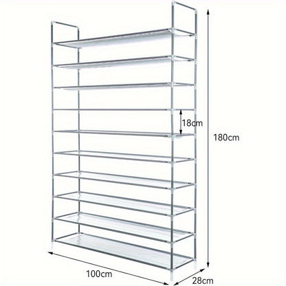 Shoe Rack,10Tiers Shoe Storage, 98x27x177cm Tall Shoe Rack,Large Shoe Rack,Storage Shelves Holds 50 Pairs Of Shoe Organiser Shelf For Home Hall Living Room Hallway Bedroom