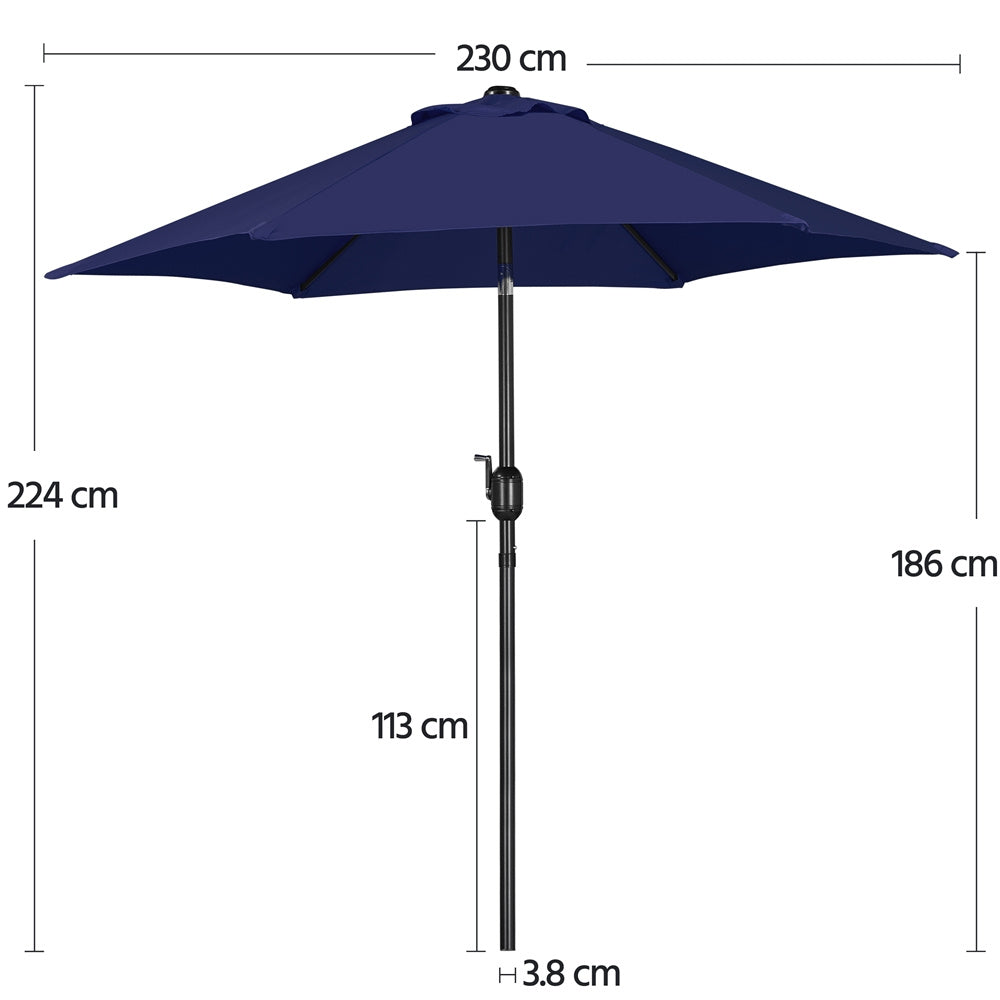 Costoffs Patio Umbrella Outdoor, 2.3m Market Umbrella Parasol Umbrella with Crank/Tilt/6 Ribs, Garden Table Umbrella for Patio, Deck, Backyard, Pool & Beach
