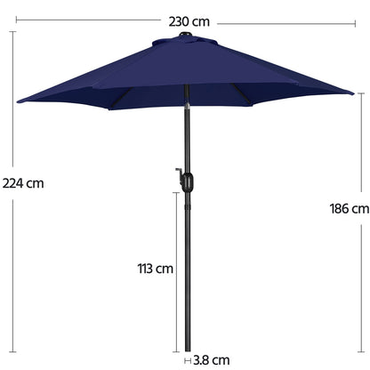 Costoffs Patio Umbrella Outdoor, 2.3m Market Umbrella Parasol Umbrella with Crank/Tilt/6 Ribs, Garden Table Umbrella for Patio, Deck, Backyard, Pool & Beach