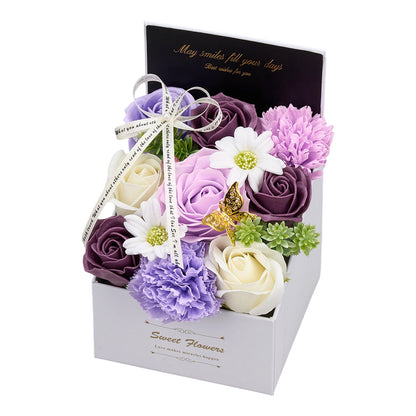Flower Flower Soap in Gift Box Decorative Soap Artificial Flower Bath Soap for Birthday Valentine'S Day Her Girls Lover Partial soap floral decoration