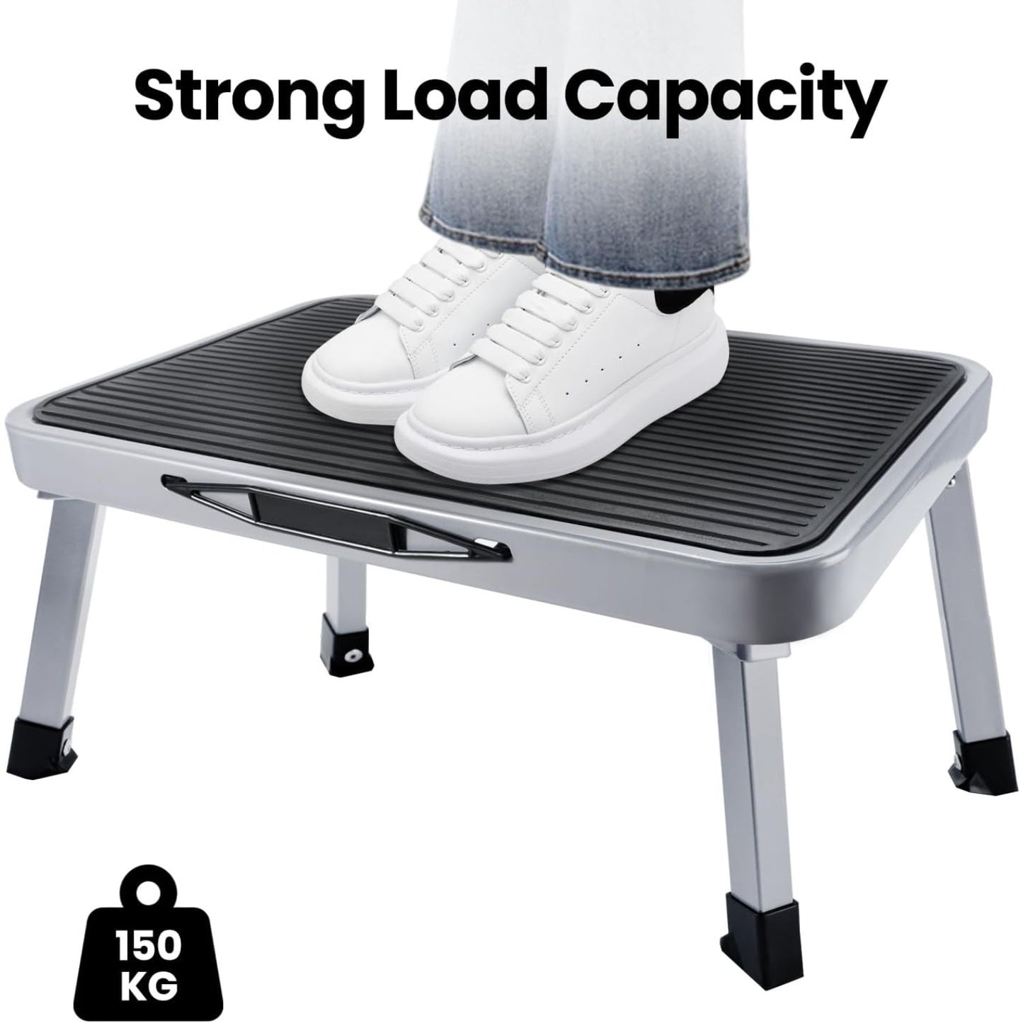 Folding Step, Folding Step Stool, Anti Slip Fold up Stool Caravan Steps Can Support up to 150 Kg for Game Table