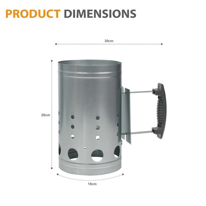 BBQ Chimney Starter – Charcoal Coal Starter & Food Lighter for Heavy Duty BBQ Grill, Coal Burner Kit with Heat-Resistant Handle – Quick Fire Starters for Barbecue, Camping & Outdoor Cooking