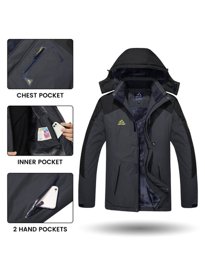 Men's Winter Warm Jackets Fleece Lined Coats Hooded Thermal Outdoor Thick Jacket Heavy Sport Hiking Jogging Camping Fishing Climbing Traveling Skiing Snowboarding Casual Parka