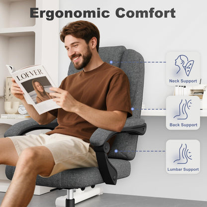 GartistGo Executive Ergonomic Office Desk Chair, PU Leather Inflatable Backrest Computer Recliner, Heavy Duty Office Chairs with Tilt Function, High Back Swivel Chair-Black Chairs