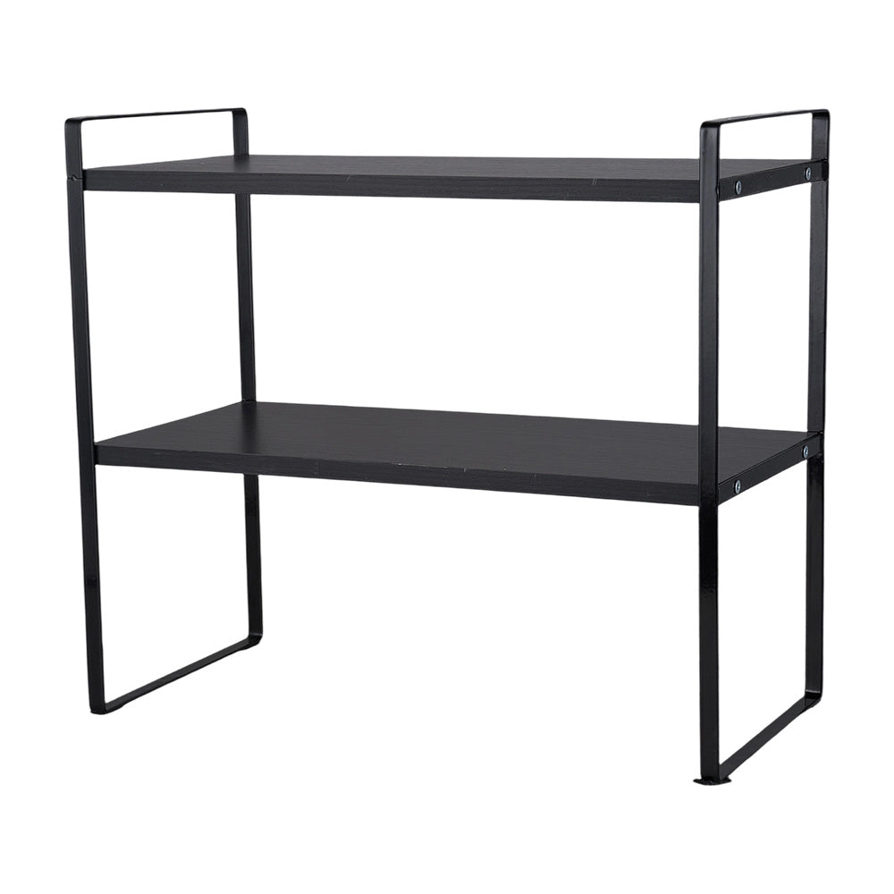 Multi-Tier Storage Rack, Mug Shelves for Desks, Black/White/Natural Wooden and Metal Countertop Organizer Shelf, Display Rack, Perfect for Dormitories Home Office Kitchen Bathroom