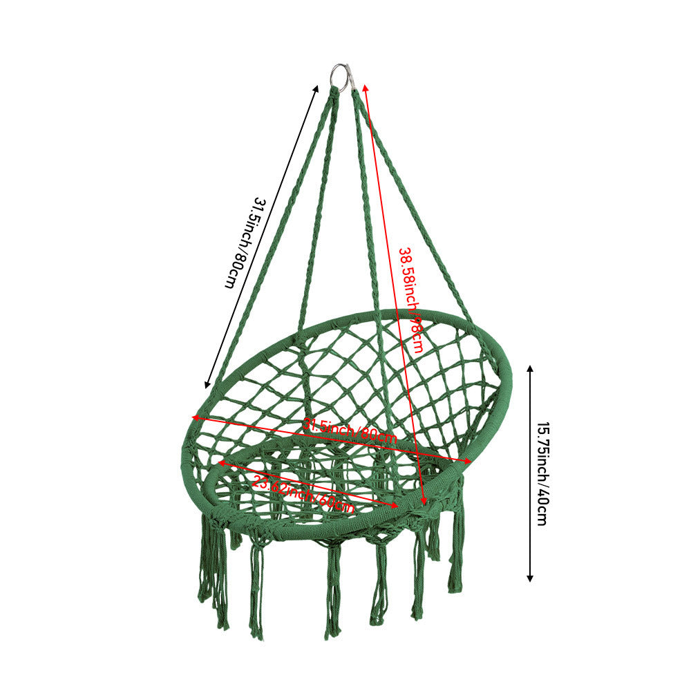 Balcony Rocking Chair, Courtyard Woven Hanging Basket, Hanging Cotton Rope Iron Ring Hanging Chair, Suitable for Indoor, Outdoor, Home, Balcony, Courtyard, Garden, Maximum Load Capacity: 200kg, Material: Iron Ring, Cotton Rope (No Include Cushion)