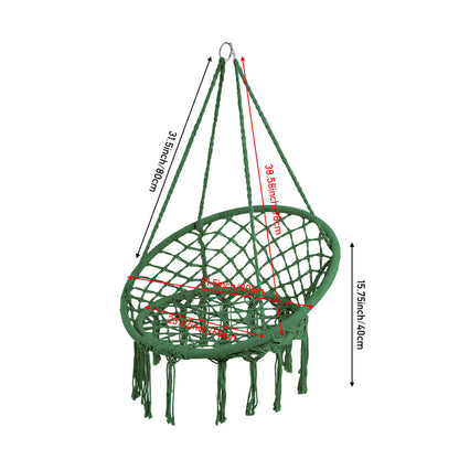 Balcony Rocking Chair, Courtyard Woven Hanging Basket, Hanging Cotton Rope Iron Ring Hanging Chair, Suitable for Indoor, Outdoor, Home, Balcony, Courtyard, Garden, Maximum Load Capacity: 200kg, Material: Iron Ring, Cotton Rope (No Include Cushion)
