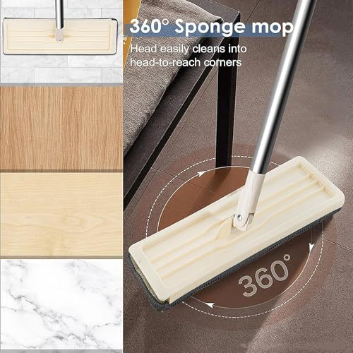 360° Flat Squeeze Microfiber Mop and Bucket Set Floor Mop and Bucket System Set Mop Home Floor Tiles Cleaning Wet Dry Cleaning Buckets for Floor Cleaning