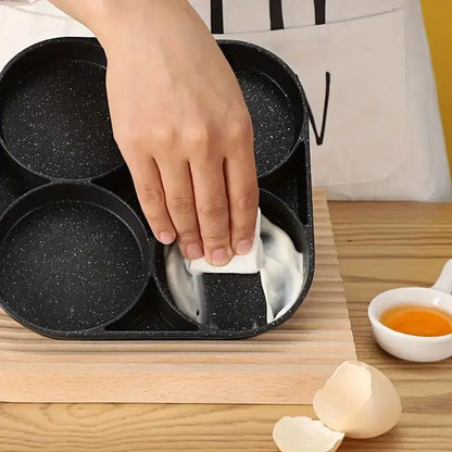 4-in-1 Cast Iron Egg Cooker, Non-Stick Single Handle Frying Pan, Dishwasher Safe, Compatible with Electric Coil Stoves, Versatile Kitchen Gadget for Pancakes, Eggs, and More