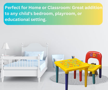 Trendi ABC Alphabet Plastic Table & Chair Set - Vibrant, Durable Kids Furniture for Learning & Play | Toddlers | Multi-Color Plastic Furniture for Kids UK (Red & Blue)