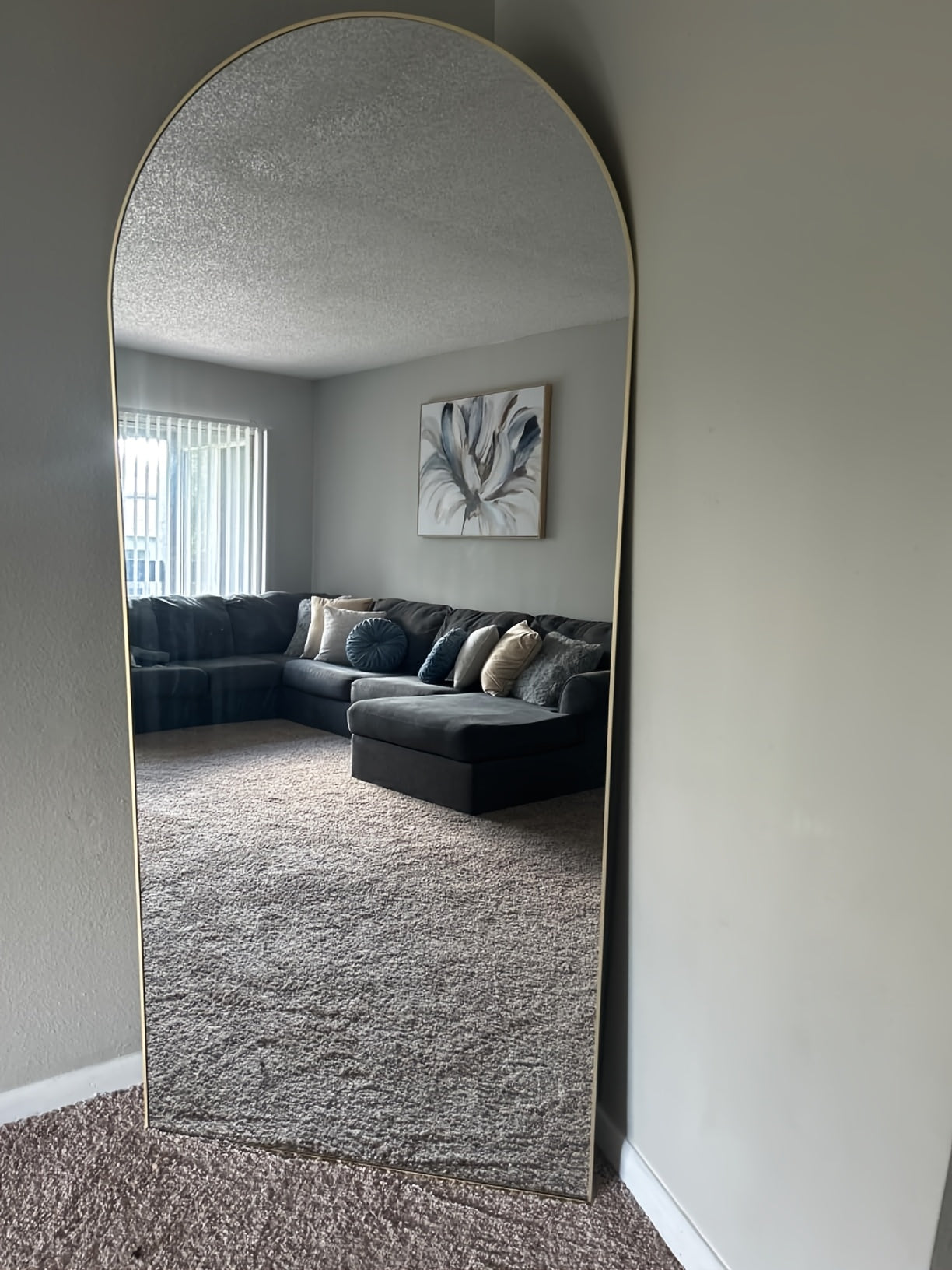 Oversized Full-length Mirror, Arched 180 * 80cm Floor Mirror, with Bracket, Aluminum Alloy Frame Full Body Mirror, Bedroom And Bathroom Wall Mounted Or Standing Against The Wall