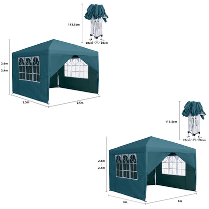 Folding Garden Gazebo 2. 5x2. 5m/3x3m with Side Panels & Carry Bag, Outdoor Tent with UV Protection for Picnic, Party & Garden, Anthracite/Grey/Green/White