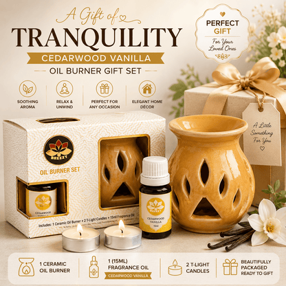 Ceramic Oil Burner Gift Set | 15ml oil free | Ready to Gift pack | Premium Gift option |